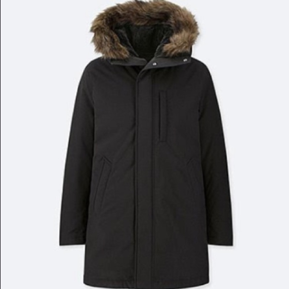 UNIQLO Ultra Warm Down Coat; fur trim parka